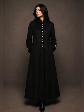Harve Bernard full length wool blend maxi coat. Black.  Size 16